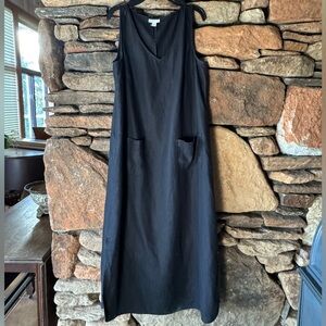 Women’s J. JILL Black Love Linen Two Pocket Sleeveless Maxi Dress Sz S